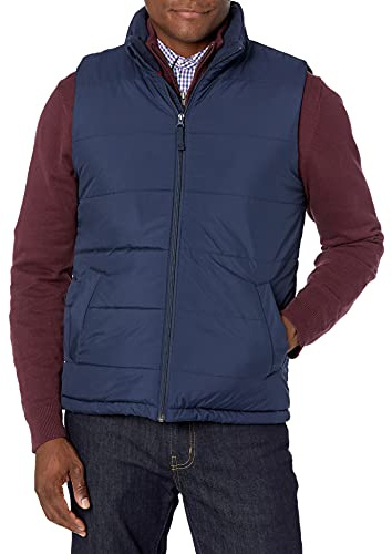 Amazon Essentials Herren Mittelschwere Isolierte Daunenweste Mit Fleecefutter, Marineblau, XL
