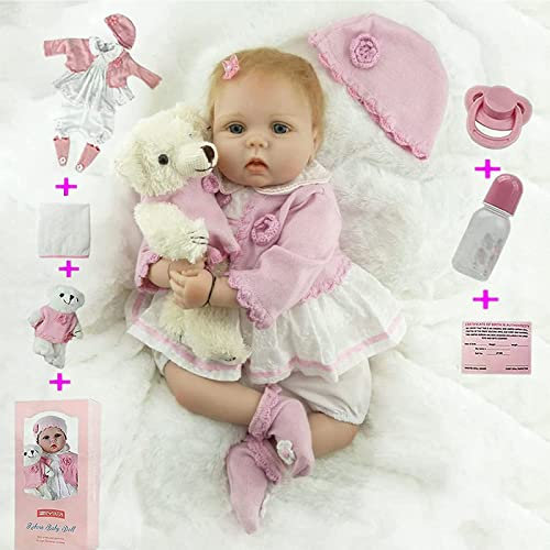 ZIYIUI Reborn Babypuppe, 55 cm, realistisch, für Mädchen, weiches Silikon, realistisch, Vinyl, weich, lebensecht, niedlich, Neugeborene, Babypuppen, Jungen, Mädchen, Spielzeug A3FR