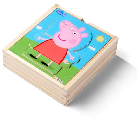Eichhorn - Peppa Pig Umziehpuzzle - Verschiedene Kleidungsstücke zum verwandeln, bunt, Puzzle aus FSC zertifiziertem Holz, 14 teilig, 4x13x14 cm groß, ab Zwei Jahren