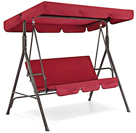 Ersatzdach Gartenschaukel Universal PASSEND Von 114x164cm Bis 185x249cm Hollywoodschaukel 3 Sitzer UV 50 Ersatz Bezug Sonnendach (125x195x15cm,Rot)