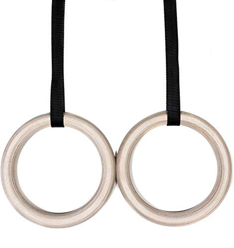 Sporttrend 24® Turnringe aus Holz und verstellbaren Gurt | Gym Ringe, Gymnastikringe fürs Turnen