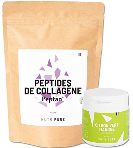 Nutripure - Peptides de Collagène Peptan® - Goût Citron Vert-Mangue - 310 g | Os & Articulation - Peau, Cheveux & Ongles - 10g par Portion - Hydrolysé 2000 Daltons - Type 1 & 3 - 1 Mois - Made in France