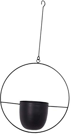 Tubayia Metall Hängende Blumentopf Blumenampel Hängeampel Pflanzen Halter Aufhänger Hängetöpfe (Schwarz Runde)