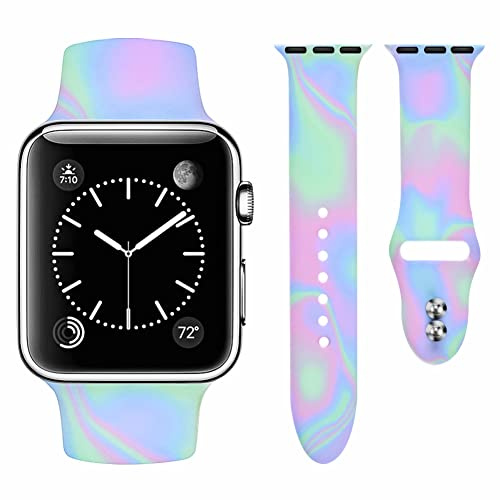 Vozehui - Compatible with Apple Watch Band 38mm 40mm 41mm Women Men, Soft Silicone Replacement Strap for iWatch Series SE 7 6 5 4 3 2 1, 38/40/41mm, Silicone