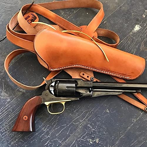 Verstellbares Mittelalterliches PU-Leder Pistolenholster Universal Retro Revolver Holster Mit Kugelgürtel Western Cowboy Taktischer Pistolenhalter Für Damen Und Herren,Braun B