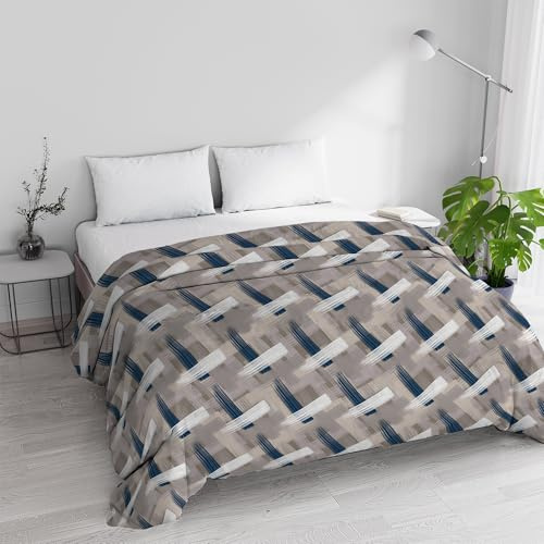 Trapunta Invernale Imbottita Letto Matrimoniale 250x245cm DoubleFace BASIC fantasia PENNELLATE, Made in Italy - Piumino Reversibile in morbida Microfibra 200gr/mq - Piumone Lavabile in Lavatrice