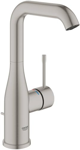GROHE Einhand-Waschtischbatterie Essence 24174_1, L-Size, Einlochmontage, Zugstangen-Ablaufgarnitur, Professional Edition, supersteel