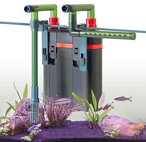 PYPABL 450L/H-1500L/H Aquarium Canister Filter, 5W/8W/15W Fish Tank External Filter, Aquarium Hang on Filter with Biochemical Sponge, Ceramic Balls for up to 650L Tank (450L/H