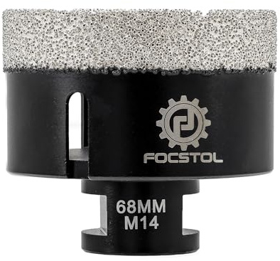 FOCSTOL Diamant Fliesenbohrer 68mm Vakuumgelötete Diamant Lochsäge für Porzellan Keramik Fliese Marmor Granit Stein Quarz M14 Gewinde