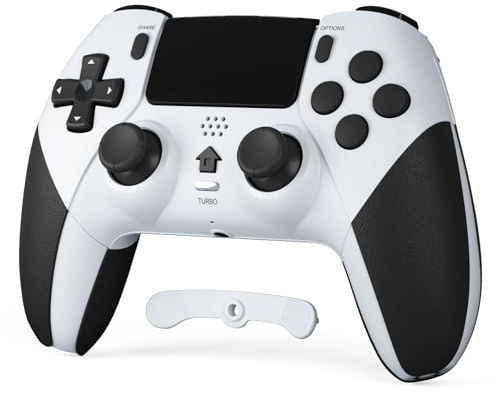 CHEREEKI Compatible with PS4 Controller Wireless Controller for P-4/Pro/Slim Bluetooth Remote Gamepad Joystick Vibration Turbo Six-Axis Sensor Audio Jack Touch Panel Wake UP Game Controller White