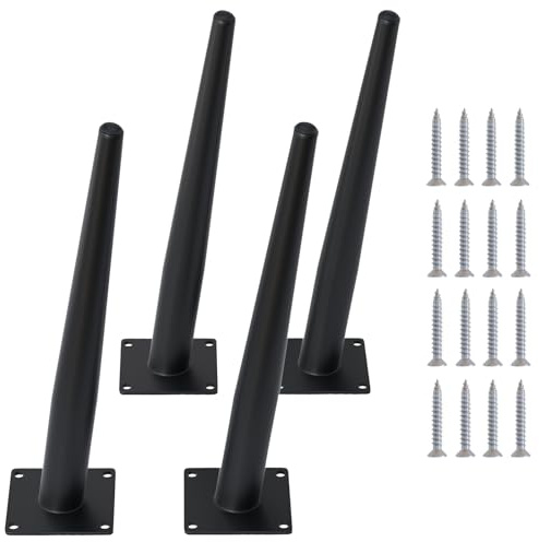 IURRDOP 4PCS 12 Inch Matte Black Tapered Angled Legs for Furniture, Metal Mid Century Mordern Feet, Heavy Duty Slanted Stand Legs Kit for Couch, Coffee Table, Desk, Dresser, Sofa, Chair
