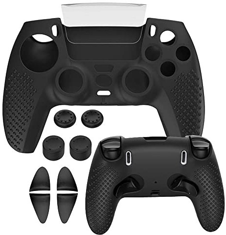Xberstar Coque de protection antidérapante en silicone + capuchon à bascule pour manette PS5 Edge