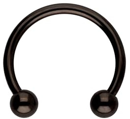 OTHER Piercing Nasenpiercing Hufeisen Septum Ohrpiercing Lippenring Nase Lippe Ohrring Nostril Conch Daith Helix Rook Tragus Lobe Body Piercing Schmuck Piercings Schwarz 1,2 x 10 mm