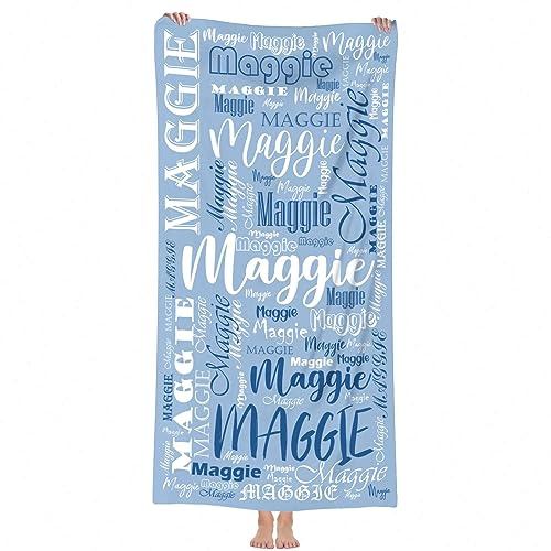 NIBESSER Personalisiertes Strandtuch mit Namen 76x152cm Mikrofaser Strandtuch schnell trocknendes Badetuch Personalisierte Geschenke für den Strand, Reise, Sauna