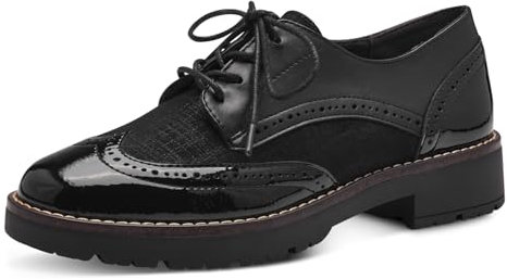 Jana Damen Schnürschuhe Elegant Vegan, Schwarz (Schwarz strukturiert), 39 EU