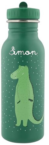 Trixie Baby Personalisierte Krokodil Kindertrinkflasche (500ml) aus rostfreiem Edelstahl mit Namen für Mädchen und Jungen - Auslaufsicher & kinderfreundlich