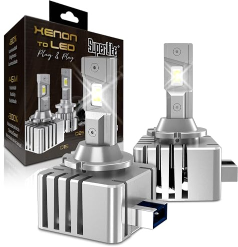 Superlite Kit de Lámparas Conversión Xenón to LED D1S Plug & Play Gold Series 6000K / 18000 Lumens / 12-24V / 45W Para Coche y Camión