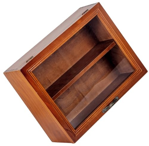 Alipis Holz Vitrine Retro Tischvitrine Sammlungsorganisator Mit Acryl Tür Mehrzweck Ausstellungsständer Für Wohnzimmer Schlafzimmer