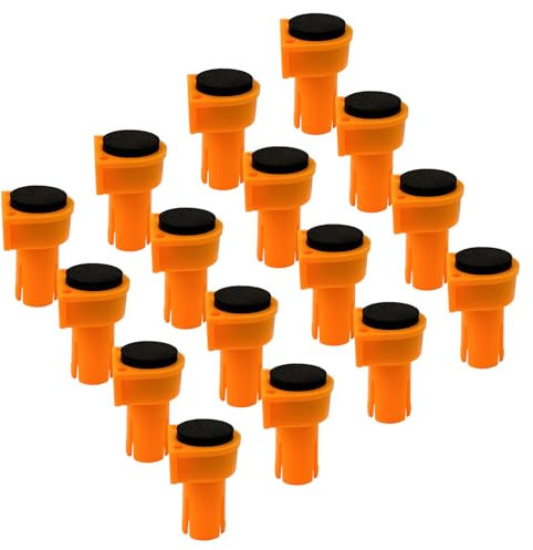 Nylon Bench Dogs, 16 Pcs Table Workbench Auxiliary Tool DIY Positioning Bench Fit for 19/20mm Dog Hole Planing Stop Bench Dogs with Grommet Bench Brake Inserts (19mm)