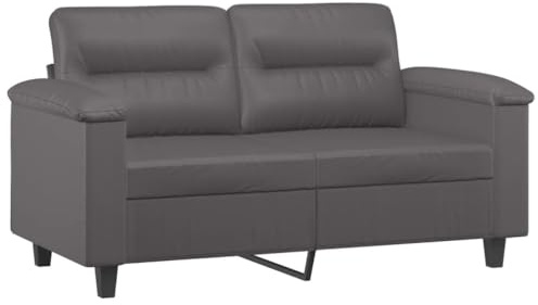 vidaXL Sofa 2-Sitzer, Loungesofa Couch mit Armlehnen Rückenkissen, Wohnzimmersofa Designsofa mit Metallgestell, Sitzmöbel Zweisitzer, Grau Kunstleder