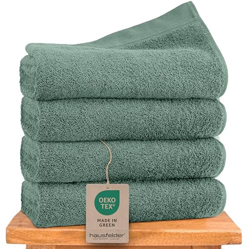 Hausfelder Handtücher 50x100 cm – Premium 500g/m² Handtuch 4er Set - 100% Baumwolle, Ökotex Zertifiziert (50x100cm Hellgrün)