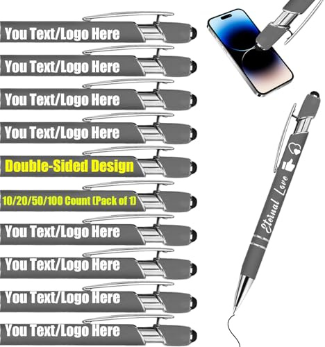 Générique Stylos à bille personnalisés à encre gel en vrac, stylos à bille rétractables, stylet gravé au laser personnalisé avec nom, texte, logo, stylo à bille en métal