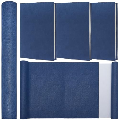 CRASPIRE 130 x 30 cm panno di lino blu marinaio per rilegatura di libri A4-A8 superficie in tessuto retro carta copertina libri album scrapbooking archivio copertura fai da te protezione Bookcloth