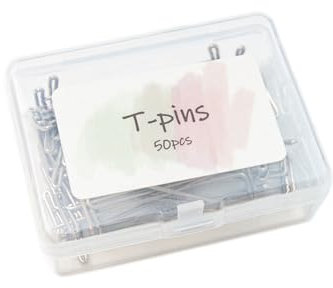 HOOLRZI 50/100/200 pines en T para sujetar pelucas, alfileres en T de acero inoxidable con caja para coser pelucas largas para coser pelucas de pelo herramienta de tejer