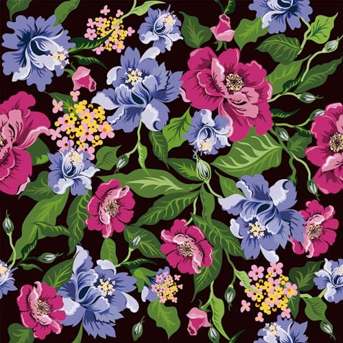 VEELIKE Tapet blommor violett rosa boho blomma tapet vintage tapet blommig svart fototapet blommor lila tropiska blad mönstertapet dekoration sovrum badrum skåp 44,5 cm x 300 cm