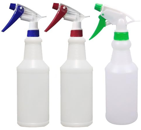 MYSUNBAR Sprühflaschen Wassersprühflasche 750ml Leere Sprühflasche Kunststoff Pump Nebelwasserflasche mit Einstellbarem Nebel und Strahl für Reinigung Haushalt 3 Stück