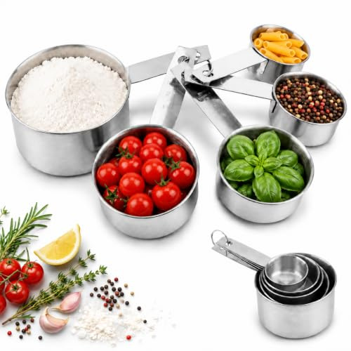 Hominas Cuchara Tazas Medidora Gramos, Juego De 5 Medidas Cazos Inox Vaso Medidor Cocina Apilable Para Líquidos Y Ingredientes Secos