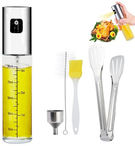 SDKZBFC Spruzzatore di olio,100ml Olio d'oliva bottiglia spray Mister ricaricabile con accessori per friggitrice ad aria per cuocere al forno, insalata, grigliare, barbecue, arrostire