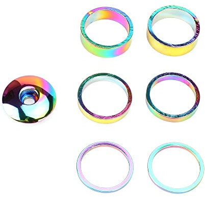 SteuersäTze Ultraleichtes Fahrrad-Vorbaukappen-Abstandshalter-Set 4-6 Stück Aluminium-Abstandshalter Steuersatz-Vorbauabdeckung und Abstandshalter-Kit 2 mm/5 mm/10 mm Zubehör Ahead Kappe(Rainbow)