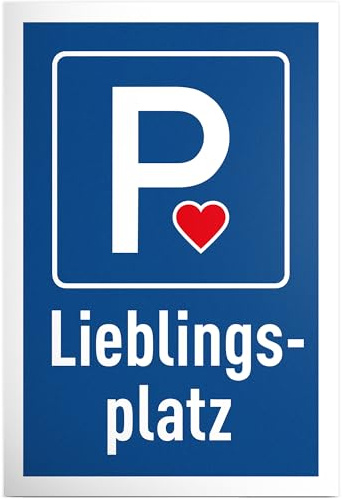 DankeDir! Parkplatz Lieblingsplatz - 30 x 20 cm Schild Kunststoff - Lustiges Hinweisschild für besondere Orte - Geschenkidee für Freunde und Familie - Wetterfeste Deko für Zuhause und Garten