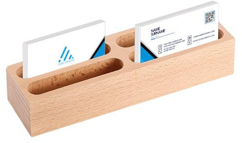 RoxNvm Visitenkartenständer, visitenkartenhalter holz Buche, Vier Gitter visitenkartenbox Desktop, Visitenkarten Aufbewahrung, Visitenkartenmappe, Visitenkarten Halter Für Ausstellung Zuhause Büro