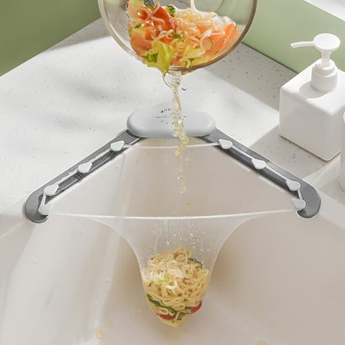 Triangular Sink Strainer Basket - Kitchen Sink Food Catcher with 200 Mesh Bags, Corner Sink Food Catcher, Leftovers Filter & Garbage Holder, Anti-Clog Drain Protector for Easy Cleaning