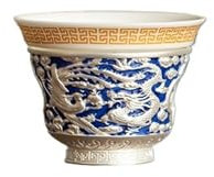 XGTEAHHC Jingdezhen Soupière à thé rotative faite à la main Motif dragon phénix Bleu et blanc