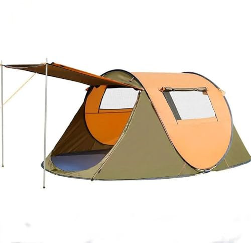 Eisfischerzelt 4–6 Personen Zelt, 280 x 200 x 120 cm, Ultraleicht, großes Campingzelt, wasserdicht, Winddicht, automatisches Zelt, Reise- und Wanderzelt Tunnelzelte(2-3person Yellow)