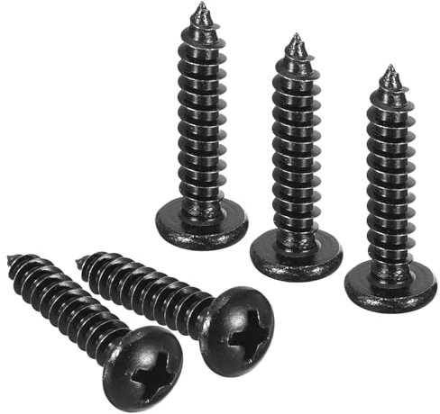 TA-VIGOR 100Pcs Self Tapping Screws, M4 Phillips Pan Head Screw, 20mm Round Head Tapping Screws, Stainless Steel Machine Wood Fasteners Bolts for Wood, Drywall, Furniture, Repairing, Black