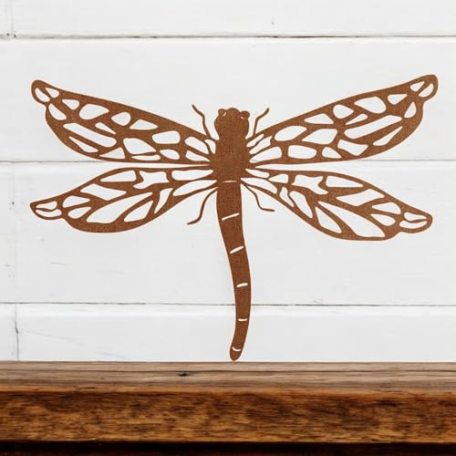 Epsom Door Handle Rusted Metal Dragonfly Silhouette Wall Art – 24 x 38 CM | Rustic Metal Garden & Home Wall Décor | Weatherproof Outdoor Dragonfly Ornament for Fence, Patio & Balcony