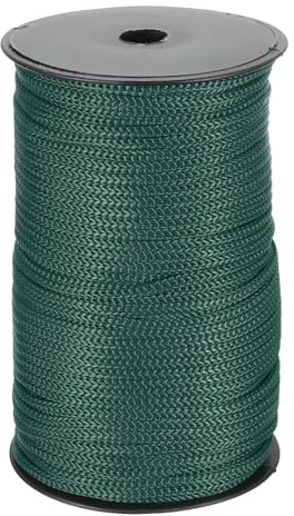 sourcing map 1/4 Inch Polypropylene Rope Braided Ropes, 328ft Nylon Rope Hollow Utility Cord for Clothesline, Camping, Hiking, Outdoor, Ink Green