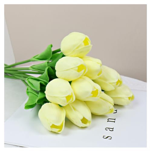 GreatRise 20 tulipani artificiali realistici, realistici, realistici, in morbido poliuretano, fiori finti, per bouquet da sposa, matrimoni, feste, ufficio, casa, rosa pesca brillante