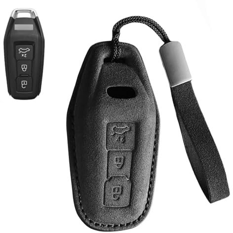 Ysbxitu Auto Schlüsselgehäuse Hülle aus Wildleder Passt für Audi A5 Avant S5 A6 S6 Q5 SQ5 Q6 SQ6 Sportback e-tron SUV E-Hybrid 2025-UP– Car Key Cover | Elegant & leicht A Grau