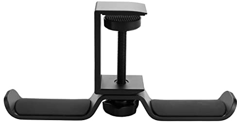 Xnuiasqe Dual Headphone Stand Under Desk, Universal PC Gaming Desk Headphone Hanger, 360 Degree Rotating,Earphone Mount Rack