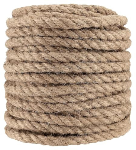 QAUUCP Corde De Jute Rouleaux de Ficelle Corde Jute Naturelle, torsadée en Chanvre, à gratter for Animaux Compagnie, décoration Artisanale Faite la Main(20M)