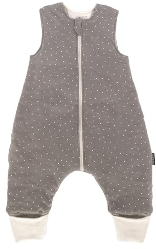 LaLoona Sacco Nanna con Piedini | Sacco Traspirante con 2,5 TOG in Cotone, Certificato OEKO-TEX Standard 100 | Sacco Nanna senza Maniche per tutte le stagioni - Grigio Beige - (90 cm)