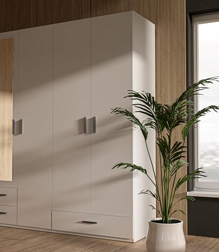 Forte TRAWEN Kleiderschrank 90, moderner Kleiderschrank, Flurschrank, Mehrzweckschrank, 2-türig, Schublade, Holzwerkstoff, Weiß, 88,9 cm breit x 210,5 cm hoch x 54,2 cm tief