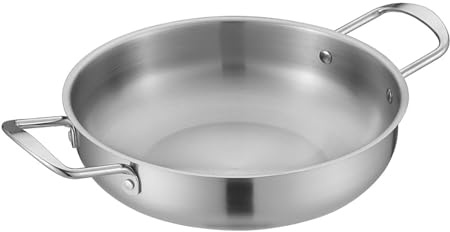 Korean Ramen Noodle Pot with Handles,Binaural Heating Evenly Noodle Pot Golden Korean Cooking Pots(Silver,18cm)