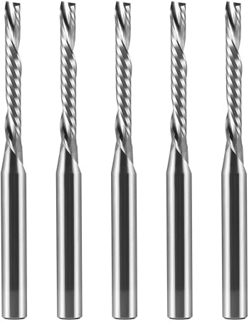 5 stycken skaftfräsar 3,175 mm skaft downcut 17 mm skärlängd CNC-fräs spårfräs av hårdmetall skaftfräs för överfräs spiralnotfräs långhålsfräs trä router bit 1-bladig träfräs