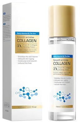Lotion Tonique Collagène Type 3, Tonifiant Hydratant Visage, Anti-Rides, Raffermissant, Lissant, Améliore L'élasticité Et La Fermeté, Hydratation Intense, Pour Une Peau Douce Et Souple